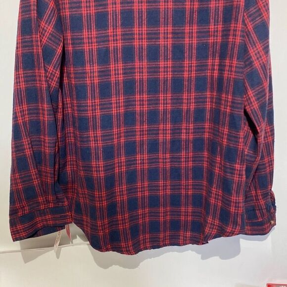 Romwe Women's Red Navy Plaid Long Sleeve Button Up Shirt Size 8/10 NWT - Picture 6 of 11